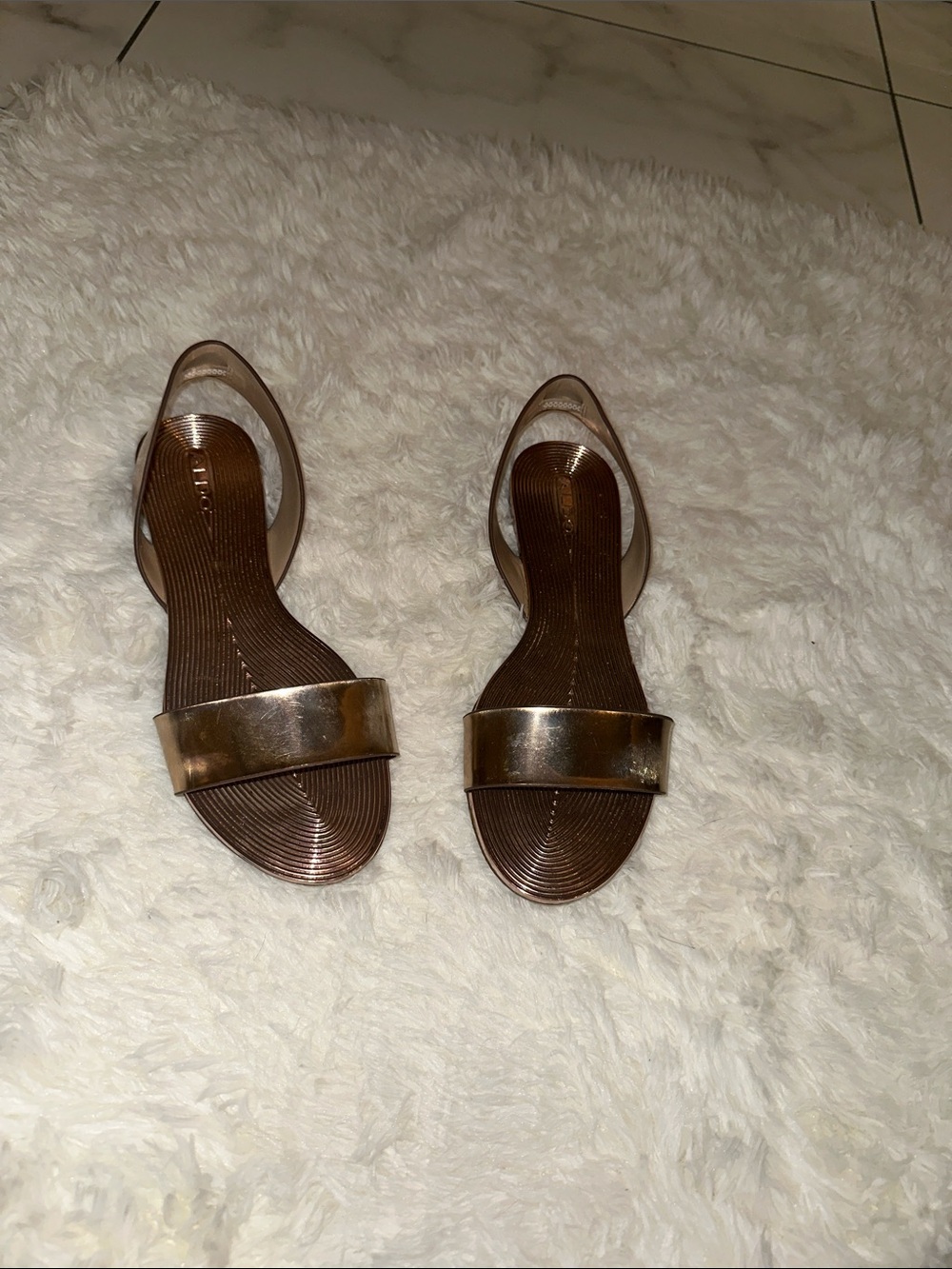 Aldo Metallic Bronze Open-Toe Slingback Sandals